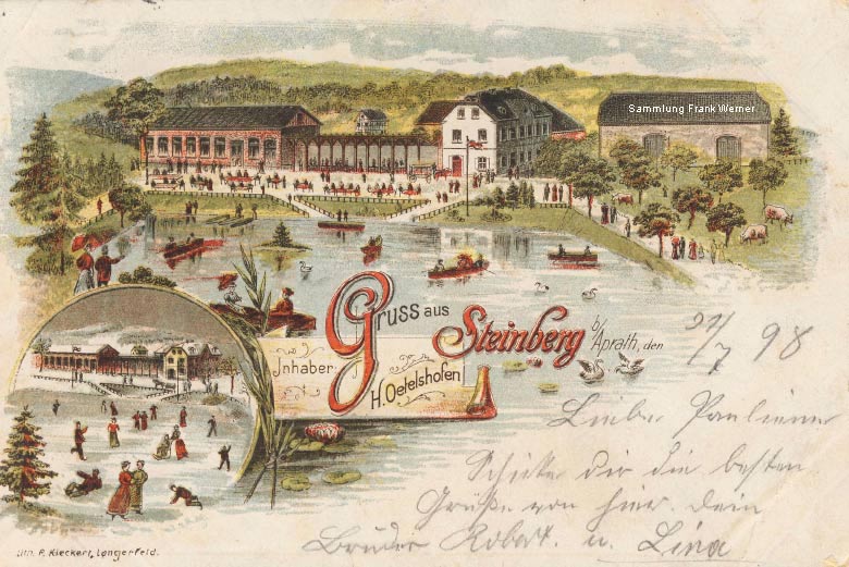 Steinberg bei Aprath auf einer Postkarte von 1898 (Sammlung Frank Werner)