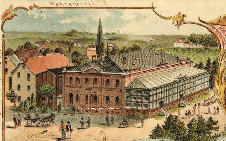 Die Restauration Ferd. Stöcker in Hahnenfurth auf einer Postkarte von 1910 (Sammlung Frank Werner)
