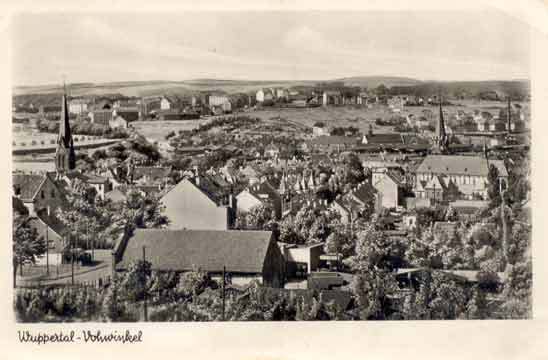 Panorama von Wuppertal-Vohwinkel auf einer Postkarte von 1949 (Sammlung Dieter Kraß)