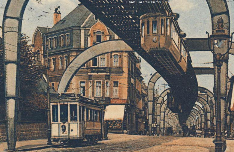 Die Kaiserstraße in Vohwinkel auf einer Postkarte von 1922 - Ausschnitt (Sammlung Frank Werner)