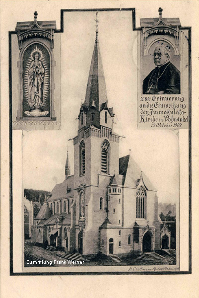 Die Immakulata-Kirche in Vohwinkel auf einer Postkarte von 1907 (Sammlung Frank Werner)
