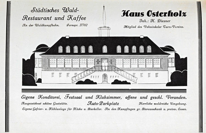 Haus Osterholz auf einer Anzeige in der Festschrift des VTV aus dem Jahr 1930 (Sammlung Hans-Jürgen Momberger)