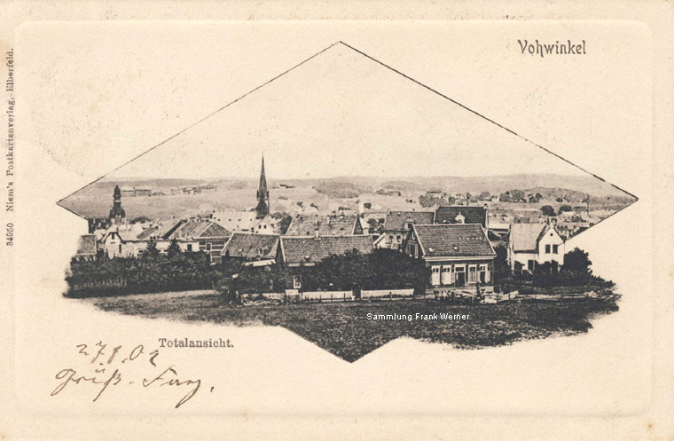 Vohwinkel mit Blick Richtung Tesche auf einer Postkarte von 1902 (Sammlung Frank Werner)