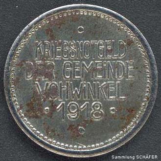 10 Pfennig Kriegsnotmünze der Gemeinde Vohwinkel von 1918 (Sammlung Andreas Schäfer)