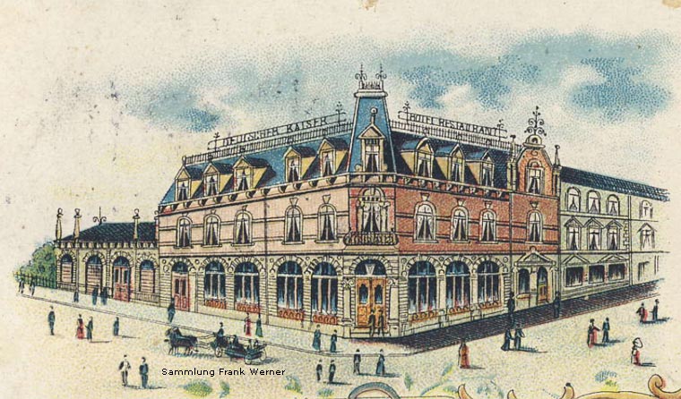 Das Hotel Restaurant Deutscher Kaiser in Vohwinkel auf einer Postkarte von 1898 (Sammlung Frank Werner)